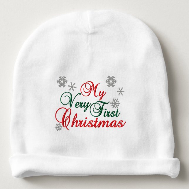 Das erste Weihnachten des Babys - Name besonders Babymütze (Vorderseite)