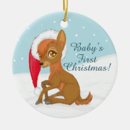 Das erste Weihnachten des Babys (Ren) Keramikornament