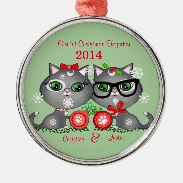 Das erste Weihnachten des kundenspezifischen Silbernes Ornament (Vorne)