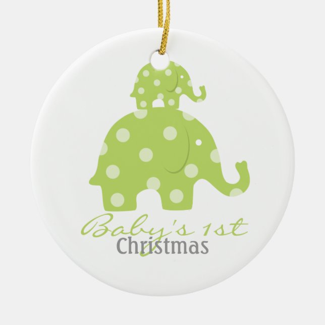 Das erste Weihnachten des neutralen Babys des Keramik Ornament (Vorne)