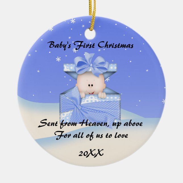 Das erste Weihnachten des NIEDLICHEN Babys Keramikornament (Vorne)