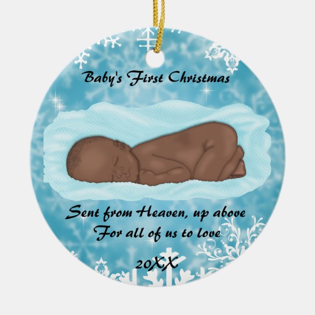 Das erste Weihnachten des NIEDLICHEN Babys Keramikornament (Vorne)