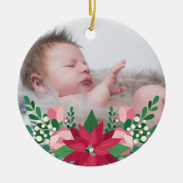 Das erste Weihnachten des Poinsettia-u. der Keramik Ornament (Vorne)