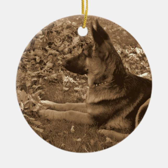 Das erste Weihnachten des Welpen Keramikornament (Vorne)