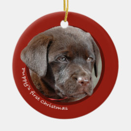 Das erste Weihnachten des Welpen (Labrador Keramik Ornament
