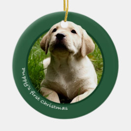 Das erste Weihnachten des Welpen (Labrador Keramikornament
