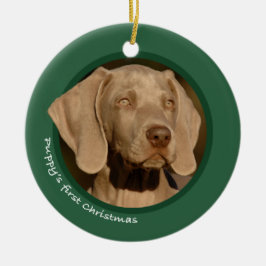 Das erste Weihnachten des Welpen (Weimaraner) Keramikornament