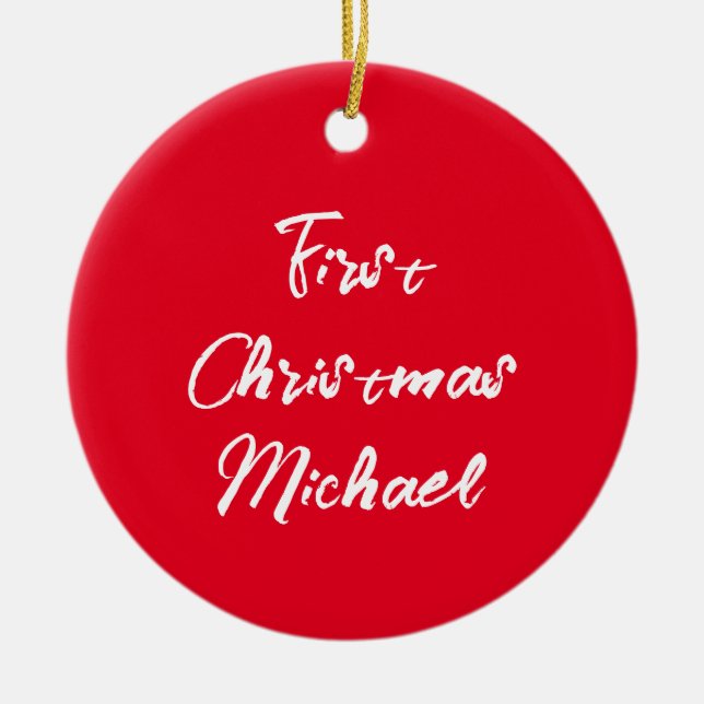 Das erste Weihnachtsbaby - Ihr eigenes Foto Keramik Ornament (Vorne)