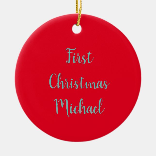 Das erste Weihnachtsbaby - Ihr eigenes Foto Keramik Ornament (Vorne)