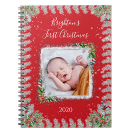 Das erste Weihnachtsdatum des Fotos des Babys Notizblock