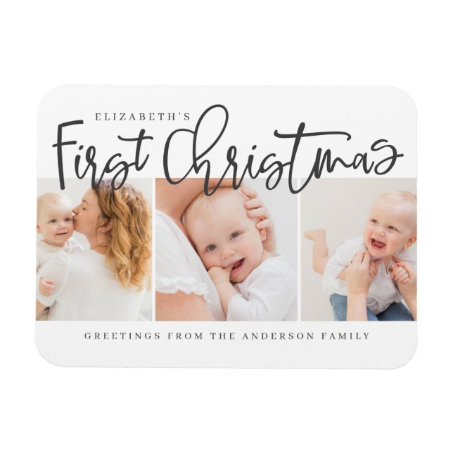 Das erste Weihnachtsfest des Babys Modernes Foto m Magnet (Horizontal)
