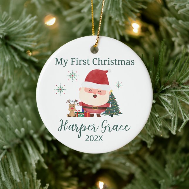 Das erste Weihnachtsfest des Babys Personalisiert Keramik Ornament (Baum)