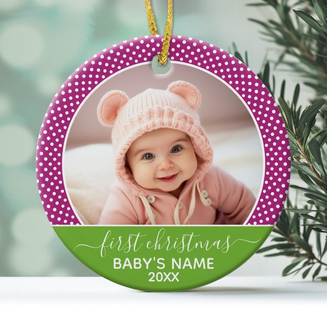Das erste Weihnachtsfest des Babys - Single auf de Keramik Ornament (Personalized Photo Ornament - Baby's First Christmas)