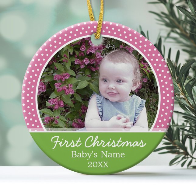 Das erste Weihnachtsfest des Babys - Single auf de Keramik Ornament (Personalized Photo Ornament - Baby's First Christmas)