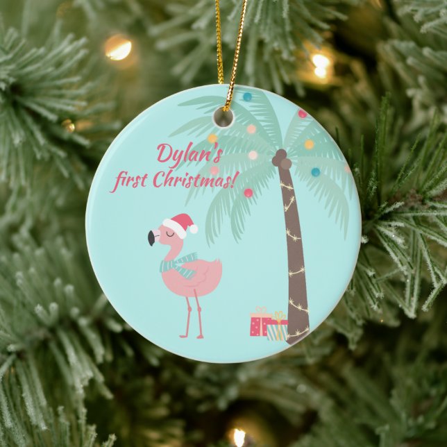 Das erste Weihnachtsfest des Babys - Sweet Santa F Keramik Ornament (Baum)