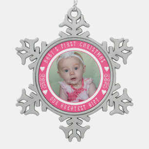 Das erste Weihnachtsfest des Babys - Unser bestes  Schneeflocken Zinn-Ornament