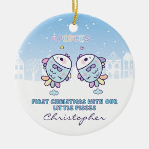 Das erste Weihnachtsfest des Babys von Zodiac Sign Keramik Ornament