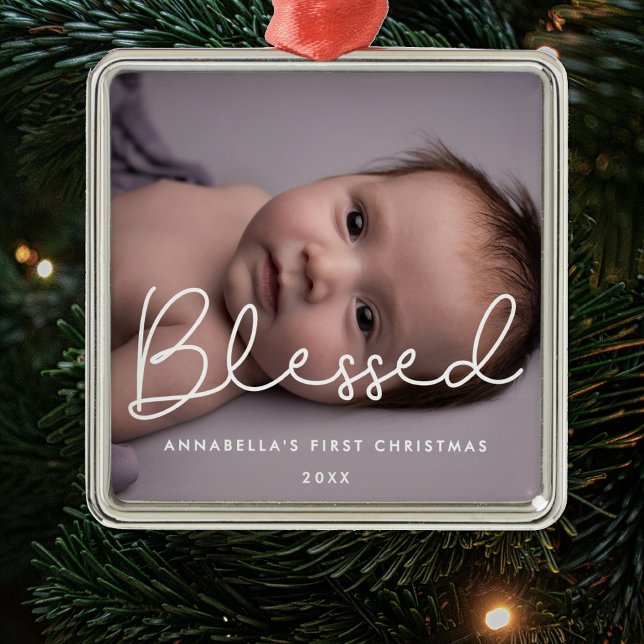 Das erste Weihnachtsfest des gesegneten Baby Ornament Aus Metall (Von Creator hochgeladen)
