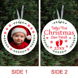 Das erste Weihnachtsfest im Foto des Babys - Schne Keramik Ornament