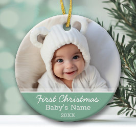 Das erste Weihnachtsfest im Foto Mint Green Minima Keramik Ornament