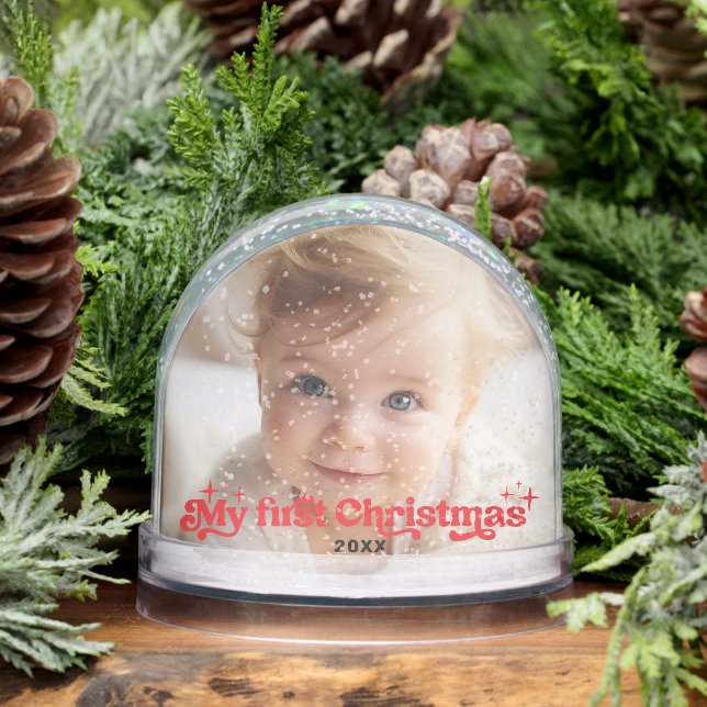 Das erste Weihnachtsfest im modernen Baby-Foto Schneekugeln (Winter)