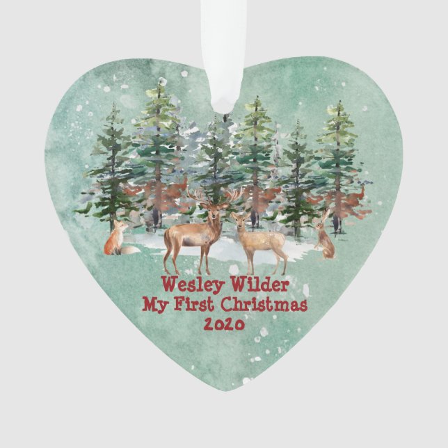 Das erste Weihnachtsfest im Rustikalen Woodland Ornament (Vorderseite)