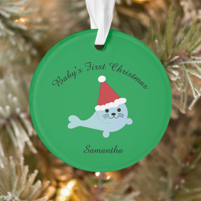 Das erste Weihnachtsfest-Siegel des Babys Ornament (Baum)
