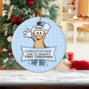 Das erste Weihnachtsfest unserer Blauen Erdnuss (b Keramik Ornament
