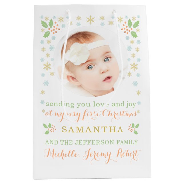 Das erste Weihnachtsgebäck des Babys Foto Moderne  Mittlere Geschenktüte (Vorderseite)