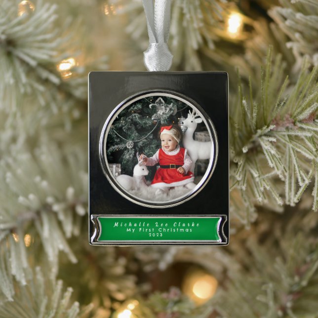 Das erste Weihnachtsgeschenk des Babys, Individuel Banner-Ornament Silber (Baum)