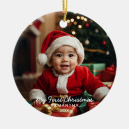 Das erste Weihnachtsgeschenk des Fotos Keramik Ornament