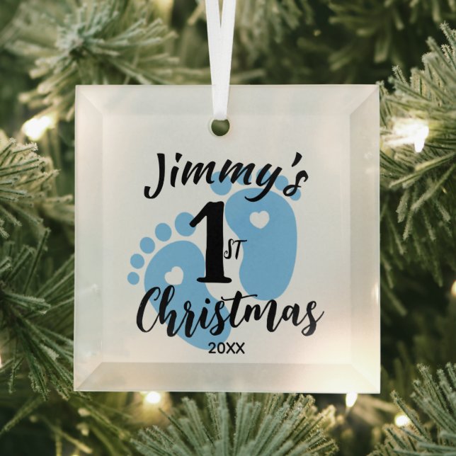 Das erste Weihnachtsgeschmuck des Babys - Fußabdru Ornament Aus Glas (Insitu)