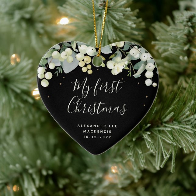 Das erste Weihnachtsherz des Babys in Form Keramik Ornament (Baum)