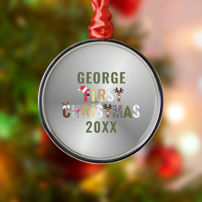 Das erste Weihnachtskuchen-Metall des Babys Ornament Aus Metall (First Christmas Ornament for your little one's 1st Christmas. Just add their name. Lovely keepsake)
