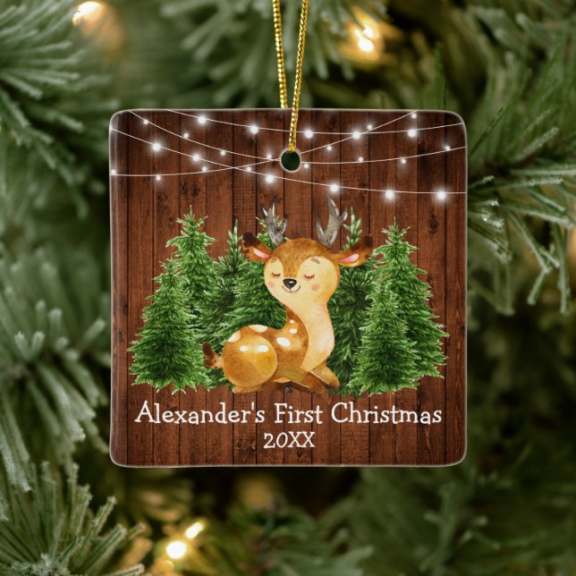 Das erste Weihnachtslicht des Babys Keramikornament (Baum)