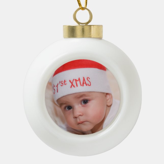 Das erste Weihnachtsschmuck des Babys Keramik Kugel-Ornament (Vorderseite)