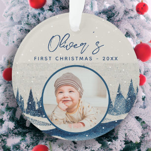 Das erste Weihnachtswald-Foto des Babys Ornament