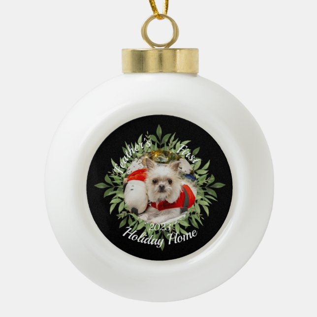 Das erste Zuhause für unsere Haustiere Keramik Kugel-Ornament (Vorderseite)
