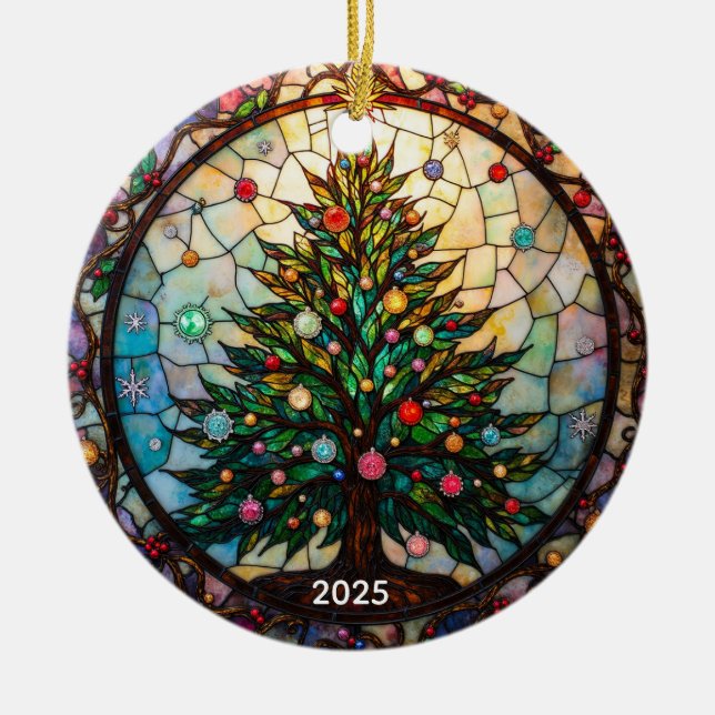 Das ewige Evergreen: Festes Glas Keramik Ornament (Vorne)