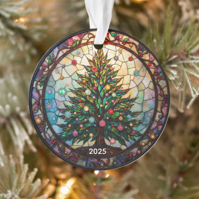 Das ewige Evergreen: Festes Glas Ornament (Baum)