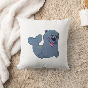 Das Fabric Seal bei Zazzle Maskottchen Logo Charak Kissen