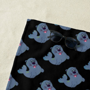 Das Fabric Seal bei Zazzle Maskottchen Logo Charak Strandtuch