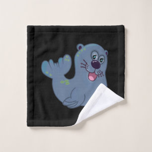 Das Fabric Seal bei Zazzle Maskottchen-Logo-Charak Waschlappen