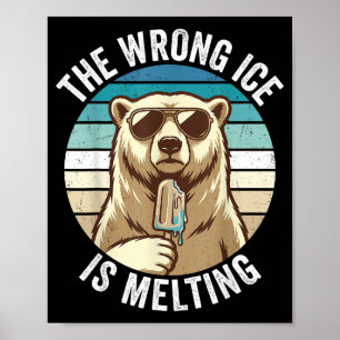 Das falsche Eis schmilzt Retro-Bär Klimawandel Poster