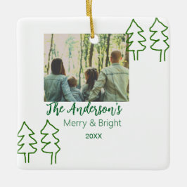 Das familiengrüne Weihnachtsbaum Foto modern Keramikornament
