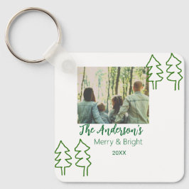 Das familiengrüne Weihnachtsbaum Foto modern Schlüsselanhänger