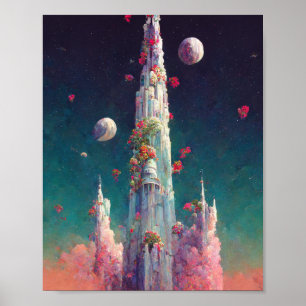 Das Fantasy Art Poster des blühenden Tower