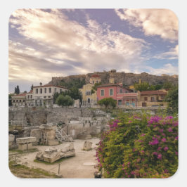 Das farbenfrohe Athen Quadratischer Aufkleber
