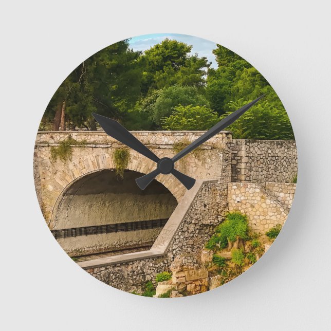 Das farbenfrohe Athen Runde Wanduhr (Vorderseite)