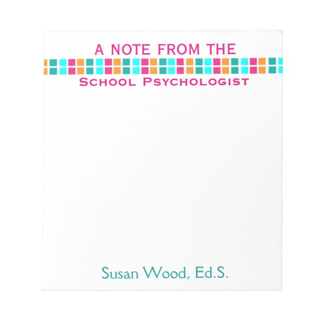 Das farbenfrohe Mosaik Notepad der Schulpsychologi Notizblock (Vorderseite)